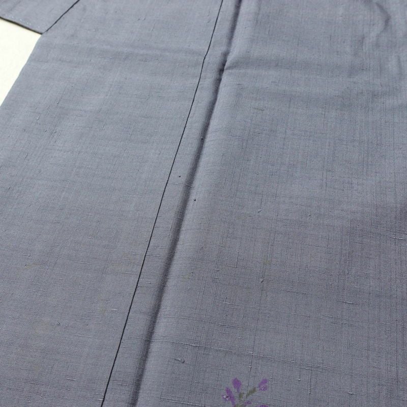 訪問着 一つ紋付き 正絹 花柄 袷仕立て 身丈153cm 裄丈63.5cm リサイクル着物 着物 モダン 紬地 紫・藤色_画像5