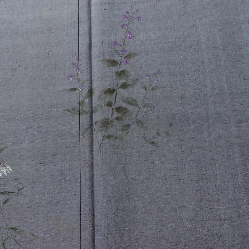 訪問着 一つ紋付き 正絹 花柄 袷仕立て 身丈153cm 裄丈63.5cm リサイクル着物 着物 モダン 紬地 紫・藤色_画像6