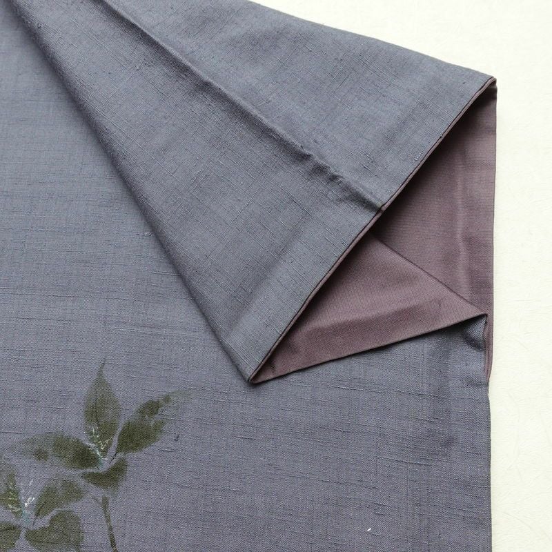 訪問着 一つ紋付き 正絹 花柄 袷仕立て 身丈153cm 裄丈63.5cm リサイクル着物 着物 モダン 紬地 紫・藤色_画像14