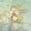 訪問着 良品 しつけ糸付き 正絹 花柄 袷仕立て 身丈161.5cm 裄丈67cm リサイクル着物 着物 箔 金彩 入学式 卒業式 七五三 お宮参り 雪輪 フォーマル 菊 緑・うぐいす色_画像5