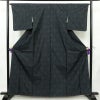 紬 しつけ糸付き 正絹 幾何学柄・抽象柄 袷仕立て 身丈163cm 裄丈64.5cm リサイクル着物 着物 モダン 黒_画像1