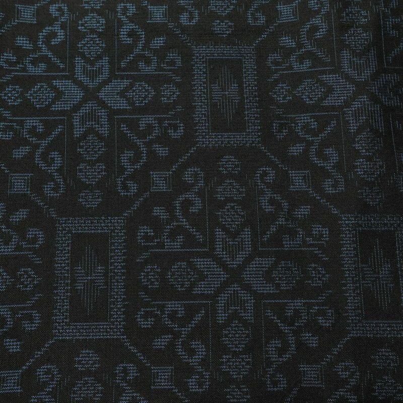 紬 しつけ糸付き 正絹 幾何学柄・抽象柄 袷仕立て 身丈163cm 裄丈64.5cm リサイクル着物 着物 モダン 黒_画像7