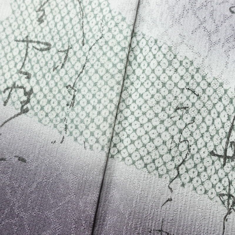 付け下げ 良品 落款入り 正絹 人物・動物柄 袷仕立て 身丈156cm 裄丈67.5cm リサイクル着物 着物 フォーマル 紫・藤色_画像8