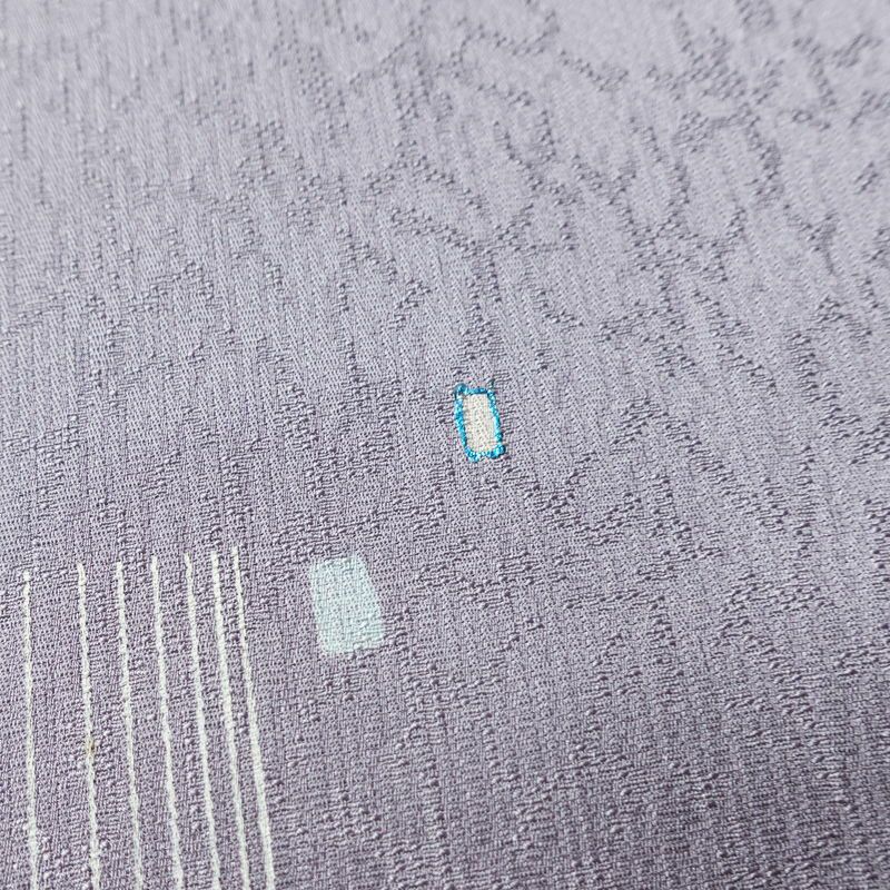 付け下げ 良品 落款入り 正絹 人物・動物柄 袷仕立て 身丈156cm 裄丈67.5cm リサイクル着物 着物 フォーマル 紫・藤色_画像9