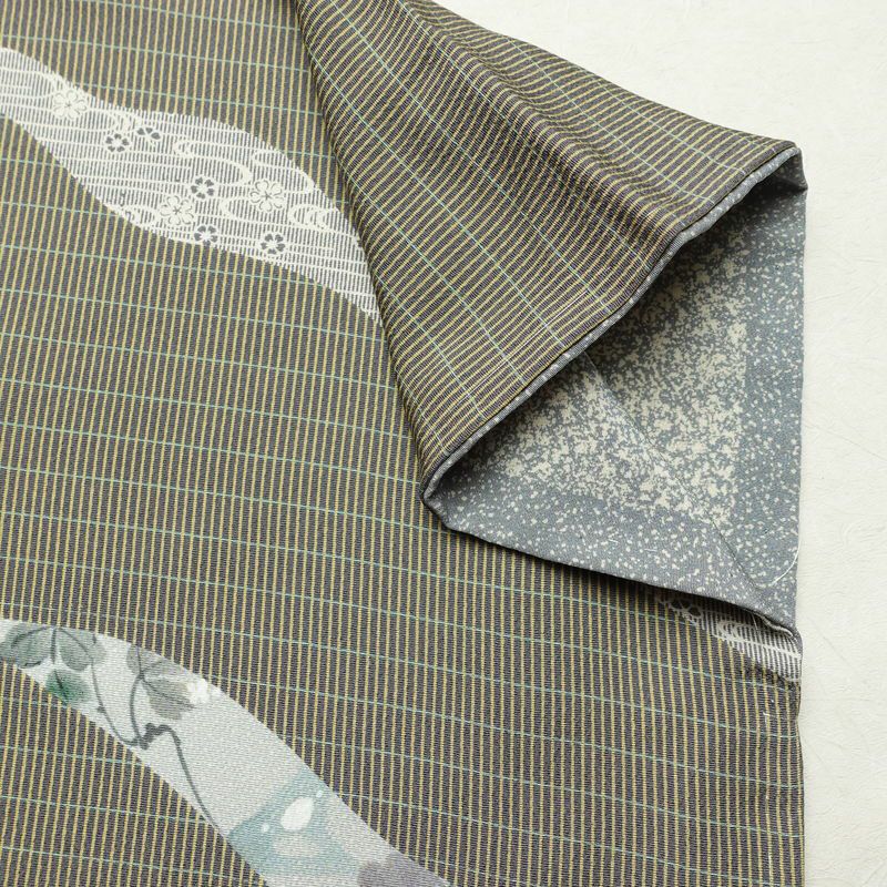 訪問着 良品 金田昇 落款入り しつけ糸付き 正絹 古典柄 袷仕立て 身丈161.5cm 裄丈65cm リサイクル着物 着物 入学式 卒業式 七五三 お宮参り フォーマル 緑・うぐいす色_画像17