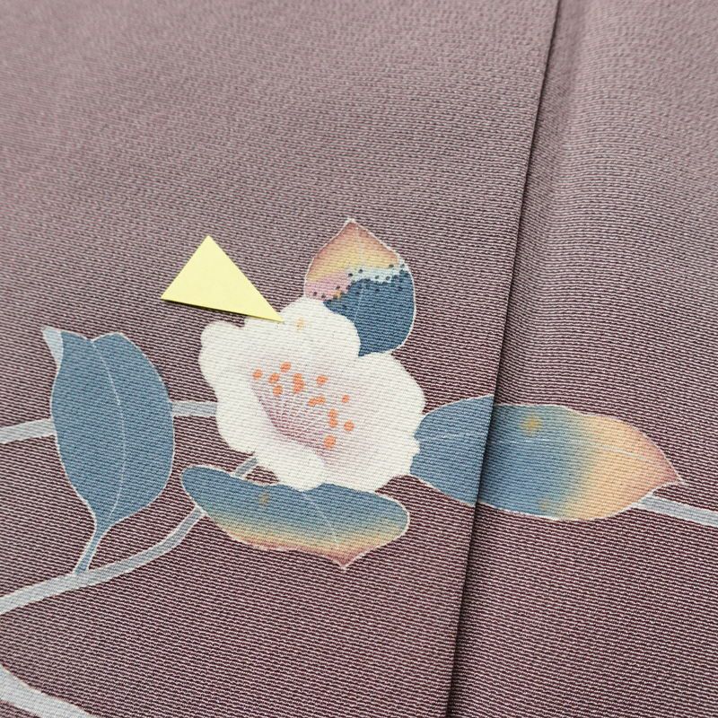 訪問着 落款入り 正絹 花柄 友禅 袷仕立て 身丈156.5cm 裄丈64.5cm リサイクル着物 着物 共八掛 入学式 卒業式 七五三 お宮参り フォーマル 紫・藤色_画像11