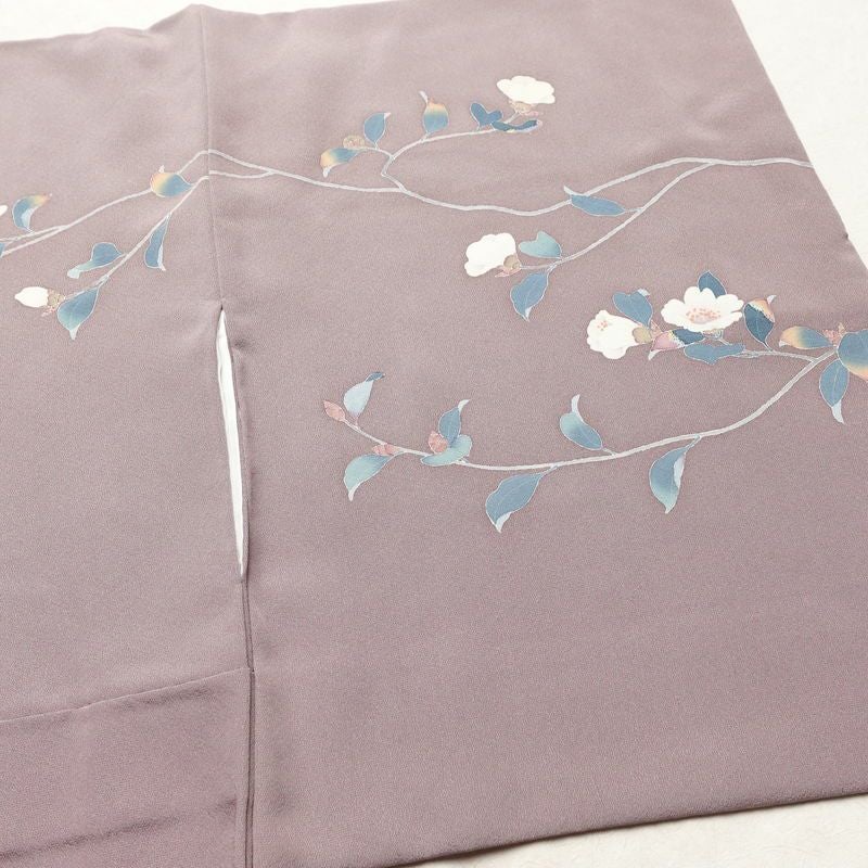 訪問着 落款入り 正絹 花柄 友禅 袷仕立て 身丈156.5cm 裄丈64.5cm リサイクル着物 着物 共八掛 入学式 卒業式 七五三 お宮参り フォーマル 紫・藤色_画像16