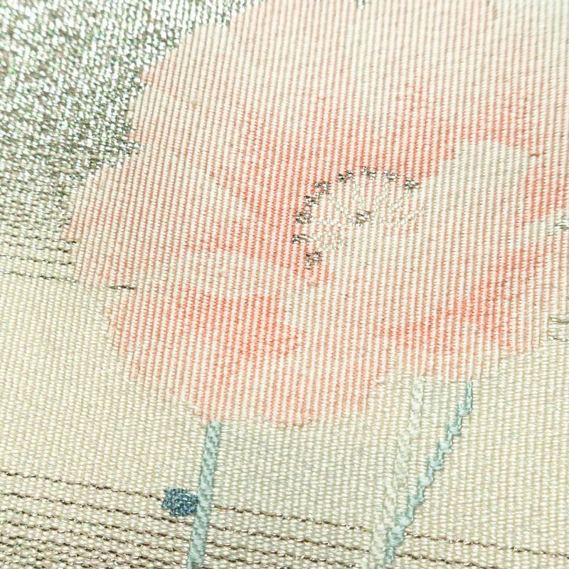 名古屋帯 太鼓柄 正絹 花柄 名古屋仕立て なごや帯 リサイクル帯 帯 シンプル 上品 白_画像4