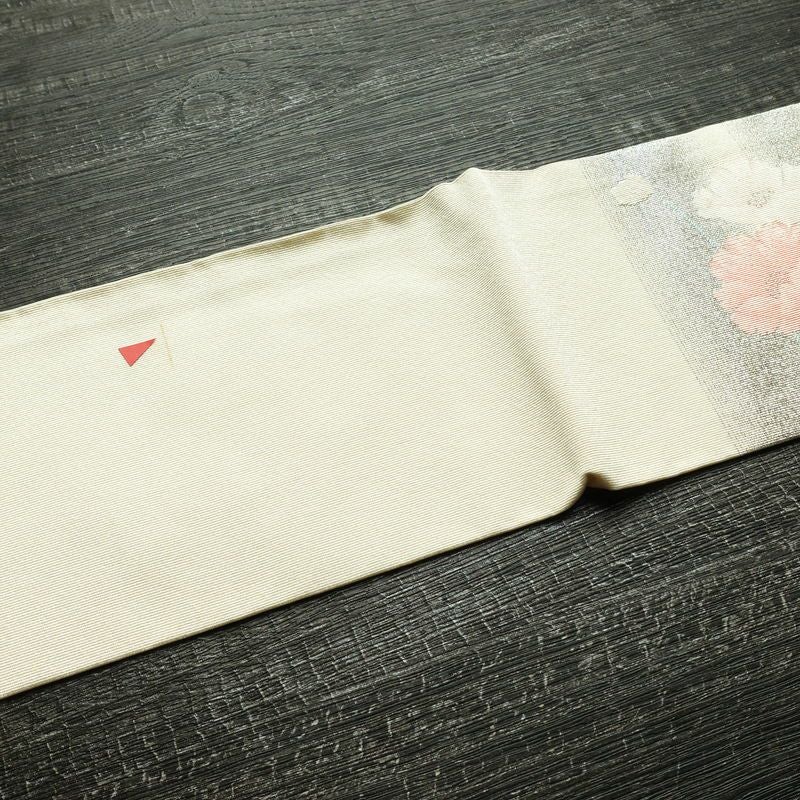 名古屋帯 太鼓柄 正絹 花柄 名古屋仕立て なごや帯 リサイクル帯 帯 シンプル 上品 白_画像15