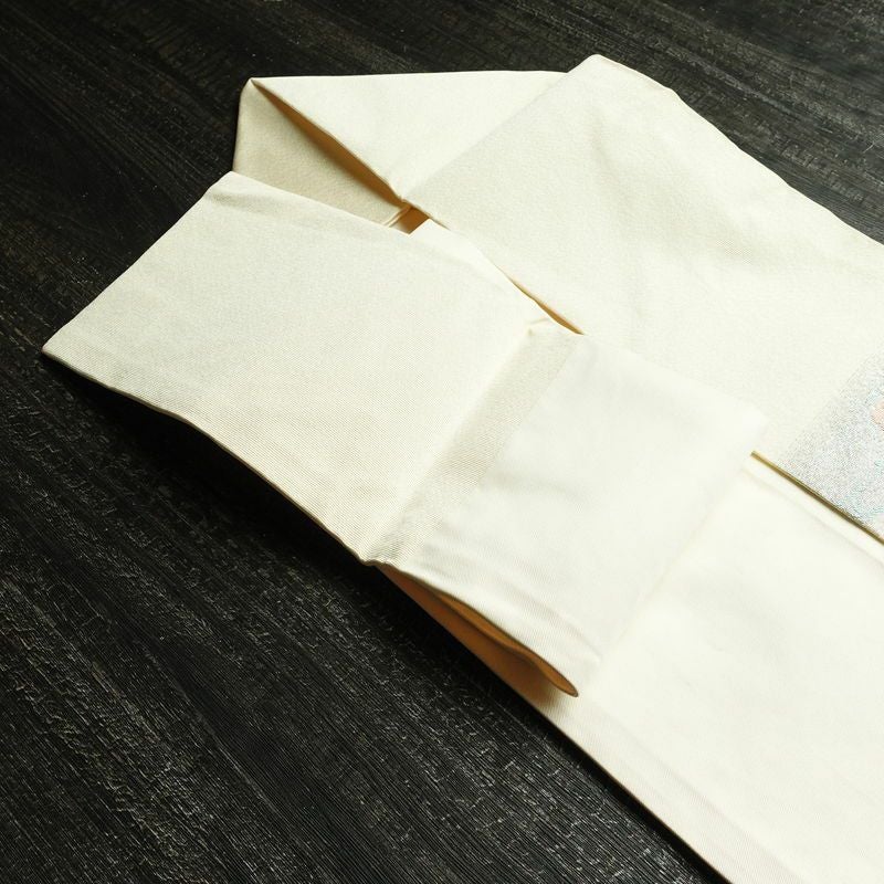 名古屋帯 太鼓柄 正絹 花柄 名古屋仕立て なごや帯 リサイクル帯 帯 シンプル 上品 白_画像21