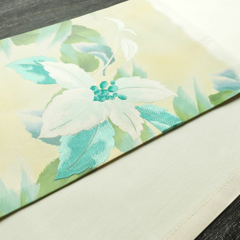 名古屋帯 太鼓柄 正絹 花柄 通し仕立て なごや帯 リサイクル帯 帯 シンプル 白_画像9