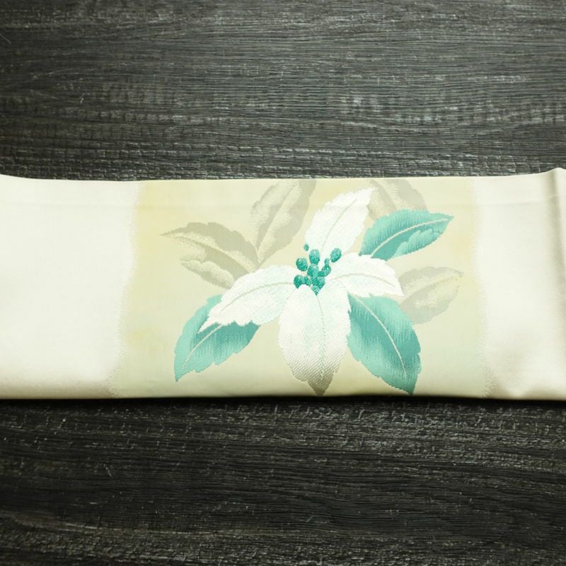 名古屋帯 太鼓柄 正絹 花柄 通し仕立て なごや帯 リサイクル帯 帯 シンプル 白_画像13