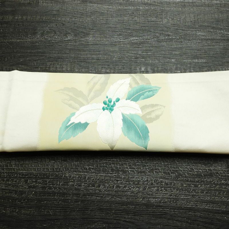 名古屋帯 太鼓柄 正絹 花柄 通し仕立て なごや帯 リサイクル帯 帯 シンプル 白_画像14