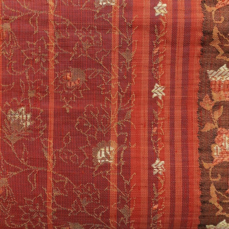 名古屋帯 六通柄 正絹 木の葉・植物柄 名古屋仕立て なごや帯 リサイクル帯 帯 紬地 橙_画像2