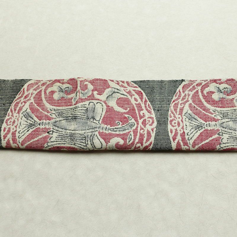 名古屋帯 六通柄 正絹 幾何学柄・抽象柄 松葉仕立て なごや帯 リサイクル帯 帯 紬地 グレー_画像15