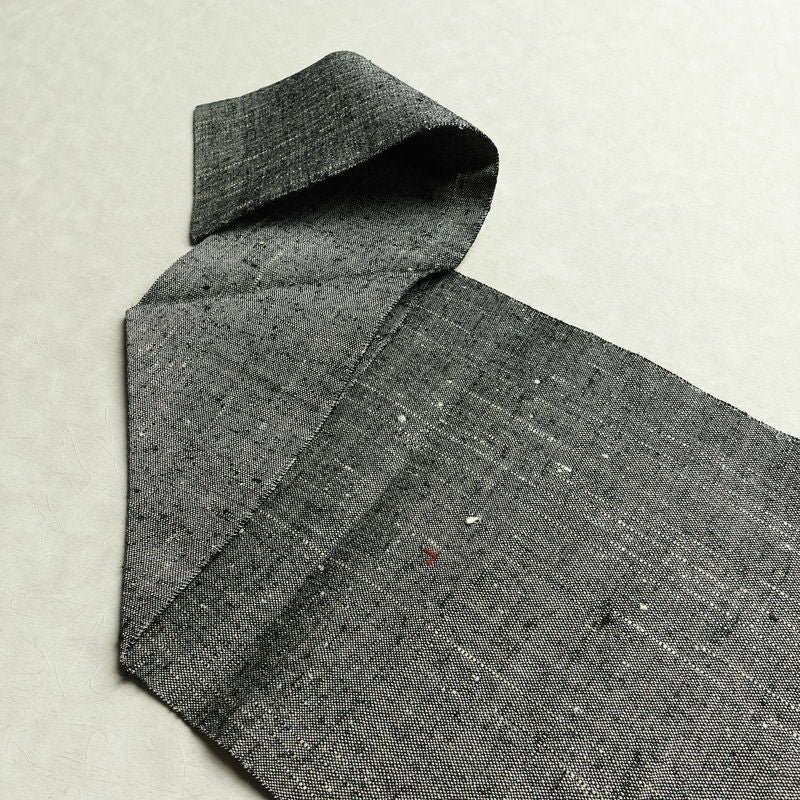 名古屋帯 六通柄 正絹 幾何学柄・抽象柄 松葉仕立て なごや帯 リサイクル帯 帯 紬地 グレー_画像17