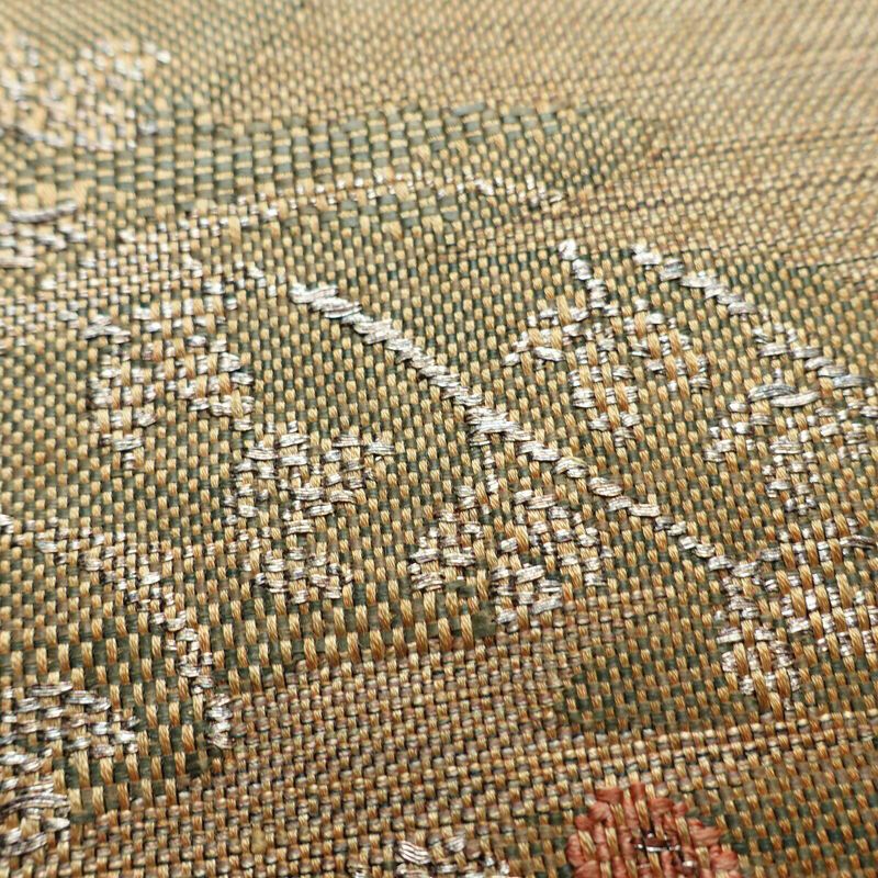 名古屋帯 太鼓柄 正絹 人物・動物柄 名古屋仕立て なごや帯 リサイクル帯 帯 モダン 茶_画像7