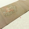 名古屋帯 太鼓柄 正絹 人物・動物柄 名古屋仕立て なごや帯 リサイクル帯 帯 モダン 茶_画像12