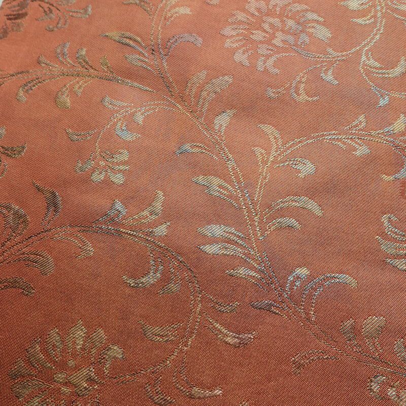 名古屋帯 六通柄 美品 正絹 木の葉・植物柄 名古屋仕立て なごや帯 リサイクル帯 帯 箔 茶_画像3