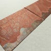 名古屋帯 六通柄 美品 正絹 木の葉・植物柄 名古屋仕立て なごや帯 リサイクル帯 帯 箔 茶_画像9