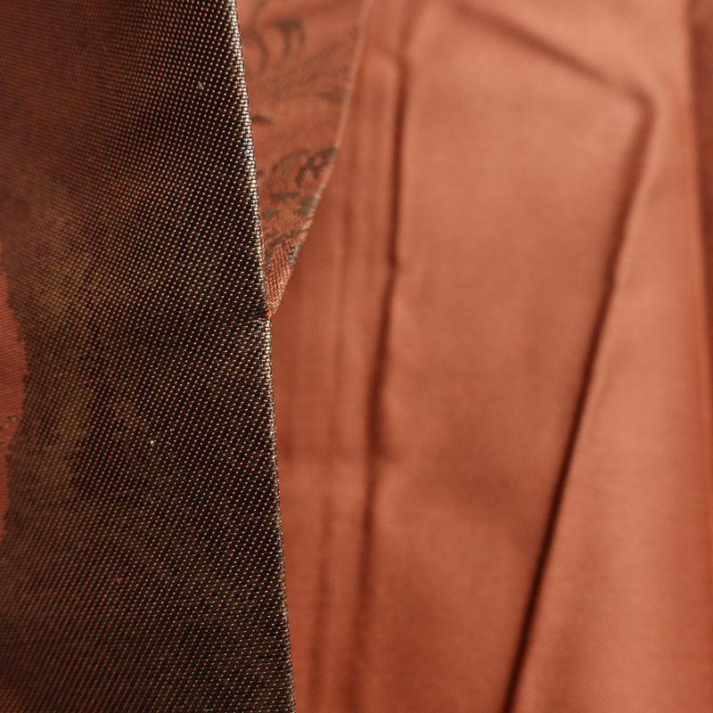 名古屋帯 六通柄 美品 正絹 木の葉・植物柄 名古屋仕立て なごや帯 リサイクル帯 帯 箔 茶_画像20