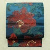 名古屋帯 六通柄 良品 正絹 花柄 名古屋仕立て なごや帯 リサイクル帯 帯 青・紺_画像1