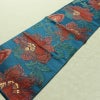 名古屋帯 六通柄 良品 正絹 花柄 名古屋仕立て なごや帯 リサイクル帯 帯 青・紺_画像10