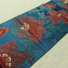 名古屋帯 六通柄 良品 正絹 花柄 名古屋仕立て なごや帯 リサイクル帯 帯 青・紺_画像13