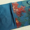 名古屋帯 六通柄 良品 正絹 花柄 名古屋仕立て なごや帯 リサイクル帯 帯 青・紺_画像17