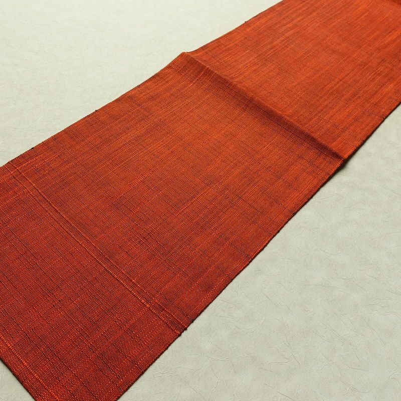 名古屋帯 全通柄 美品 正絹 無地 松葉仕立て なごや帯 リサイクル帯 帯 紬地 橙_画像9