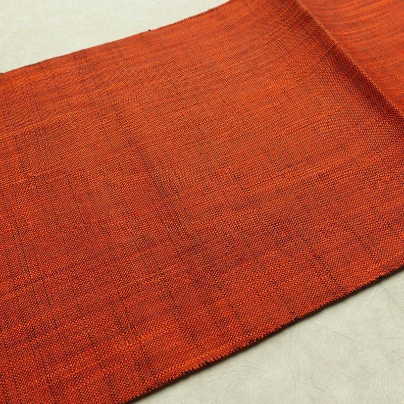 名古屋帯 全通柄 美品 正絹 無地 松葉仕立て なごや帯 リサイクル帯 帯 紬地 橙_画像12