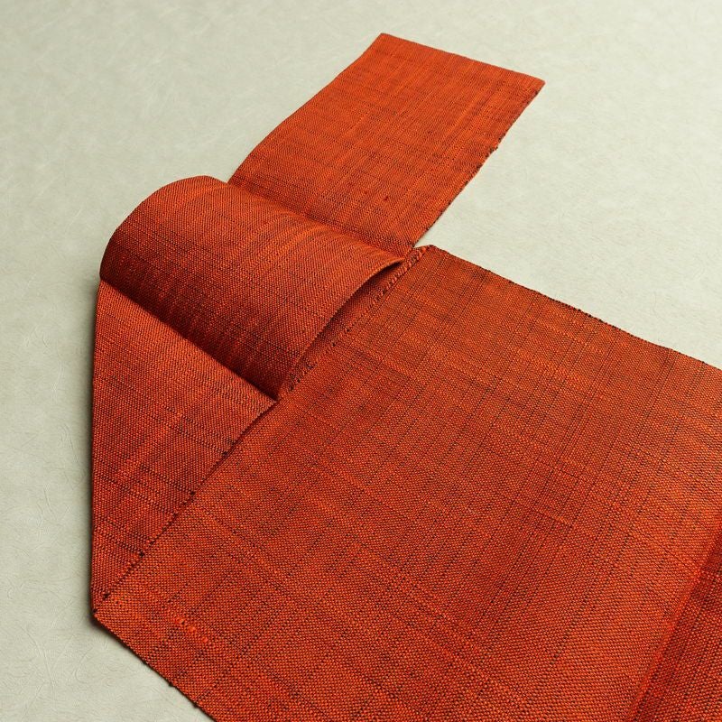名古屋帯 全通柄 美品 正絹 無地 松葉仕立て なごや帯 リサイクル帯 帯 紬地 橙_画像16