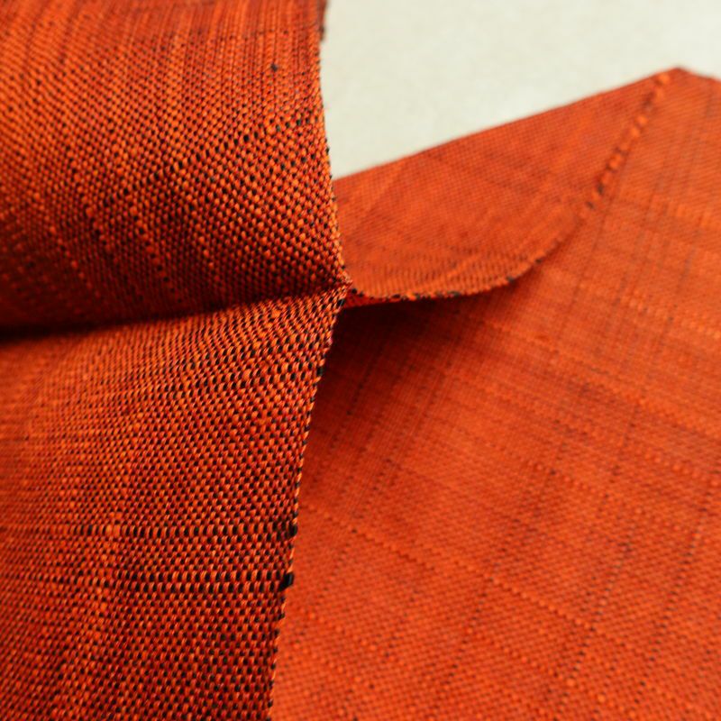 名古屋帯 全通柄 美品 正絹 無地 松葉仕立て なごや帯 リサイクル帯 帯 紬地 橙_画像17