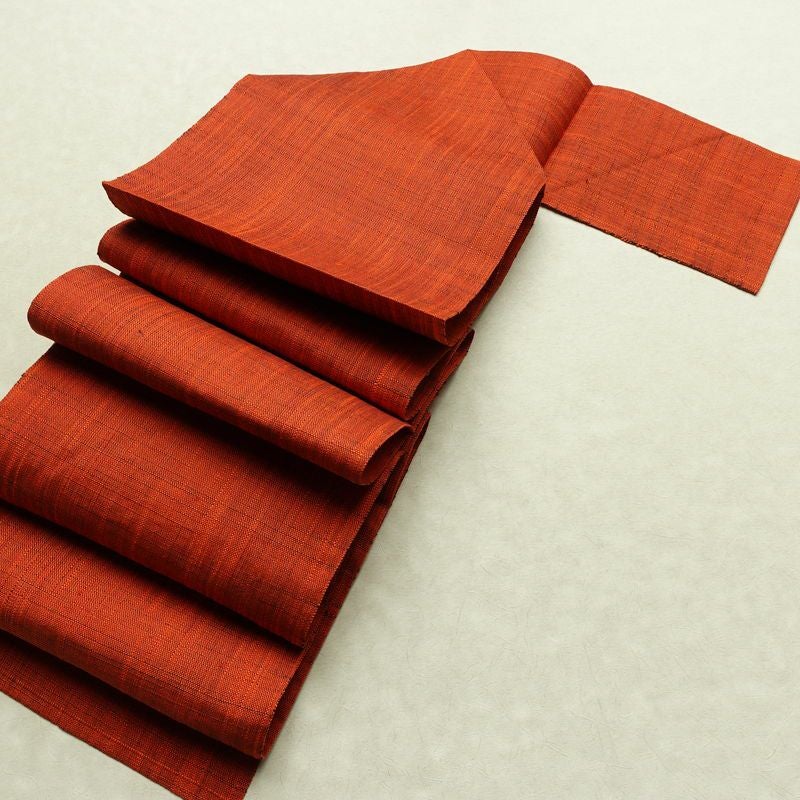 名古屋帯 全通柄 美品 正絹 無地 松葉仕立て なごや帯 リサイクル帯 帯 紬地 橙_画像18