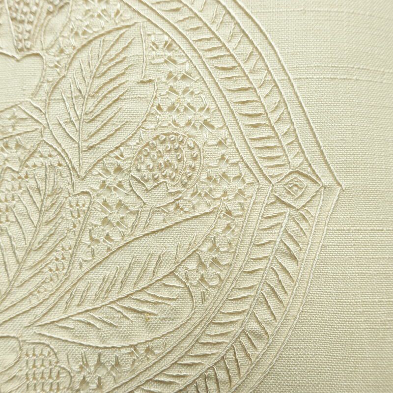 名古屋帯 太鼓柄 スワトウ刺繍 正絹 古典柄 名古屋仕立て なごや帯 リサイクル帯 帯 刺繍 おしゃれ 上品 白_画像4