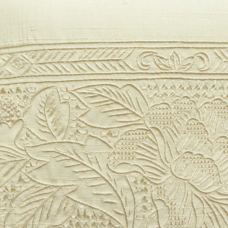 名古屋帯 太鼓柄 スワトウ刺繍 正絹 古典柄 名古屋仕立て なごや帯 リサイクル帯 帯 刺繍 おしゃれ 上品 白_画像5