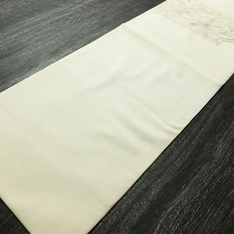 名古屋帯 太鼓柄 スワトウ刺繍 正絹 古典柄 名古屋仕立て なごや帯 リサイクル帯 帯 刺繍 おしゃれ 上品 白_画像9
