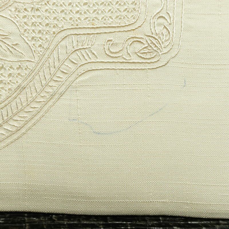 名古屋帯 太鼓柄 スワトウ刺繍 正絹 古典柄 名古屋仕立て なごや帯 リサイクル帯 帯 刺繍 おしゃれ 上品 白_画像19