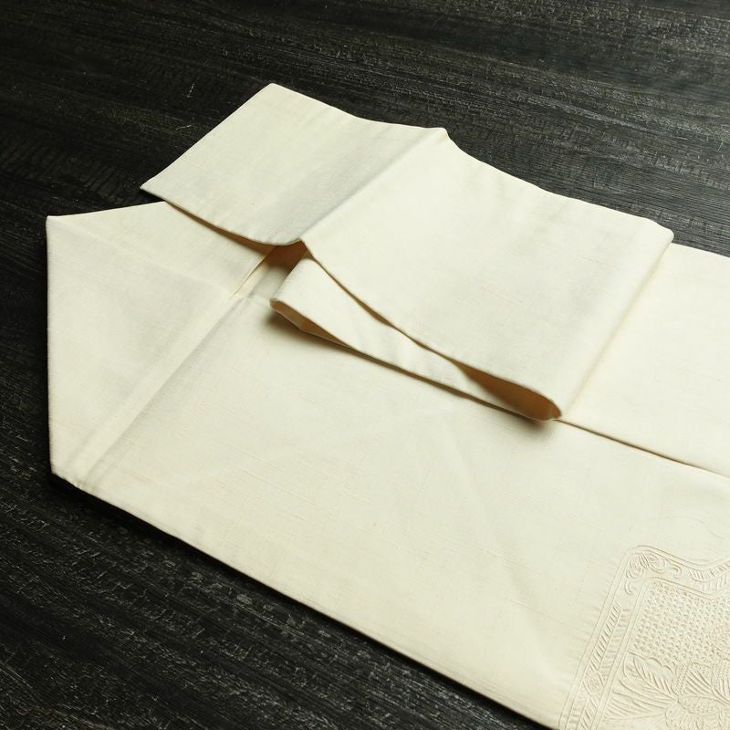 名古屋帯 太鼓柄 スワトウ刺繍 正絹 古典柄 名古屋仕立て なごや帯 リサイクル帯 帯 刺繍 おしゃれ 上品 白_画像23