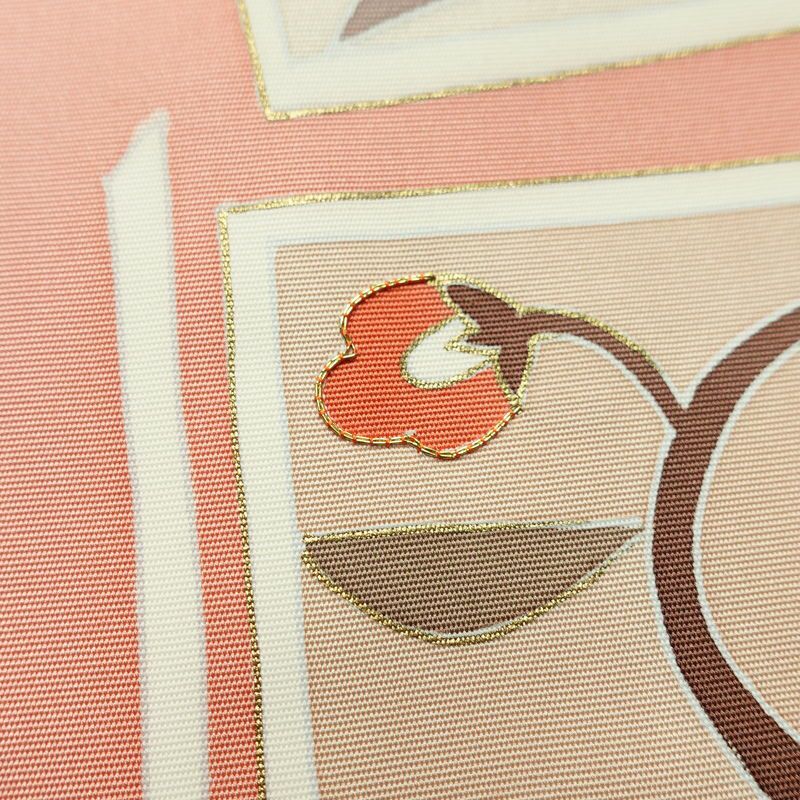 名古屋帯 太鼓柄 金駒刺繍 正絹 花柄 名古屋仕立て なごや帯 リサイクル帯 帯 金彩 ピンク_画像3