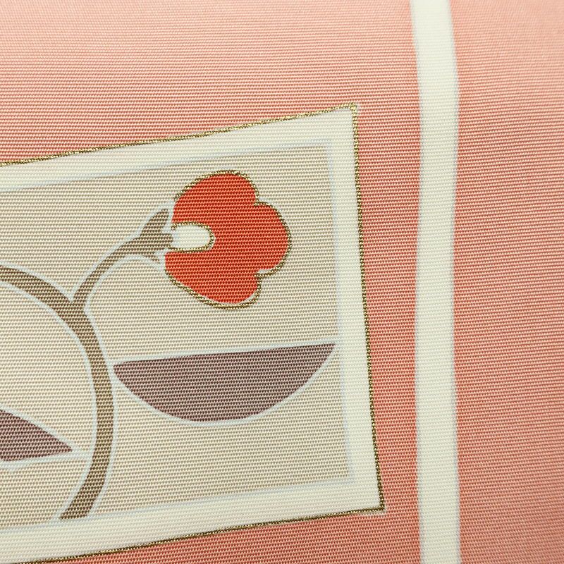 名古屋帯 太鼓柄 金駒刺繍 正絹 花柄 名古屋仕立て なごや帯 リサイクル帯 帯 金彩 ピンク_画像6
