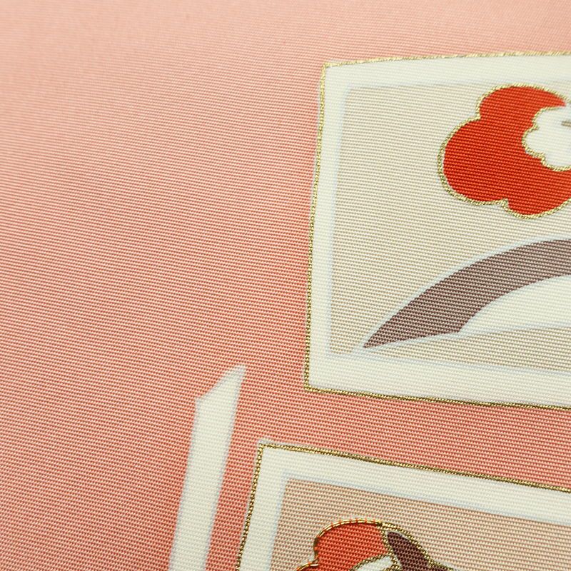 名古屋帯 太鼓柄 金駒刺繍 正絹 花柄 名古屋仕立て なごや帯 リサイクル帯 帯 金彩 ピンク_画像7