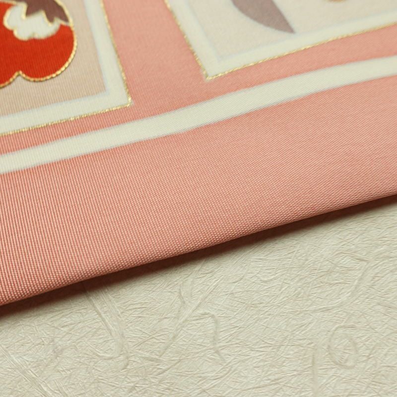 名古屋帯 太鼓柄 金駒刺繍 正絹 花柄 名古屋仕立て なごや帯 リサイクル帯 帯 金彩 ピンク_画像13