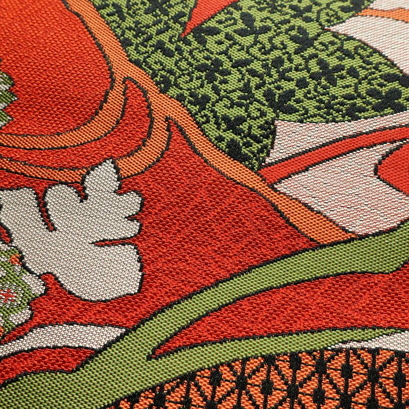 名古屋帯 六通柄 美品 正絹 木の葉・植物柄 松葉仕立て なごや帯 リサイクル帯 帯 赤・朱_画像7