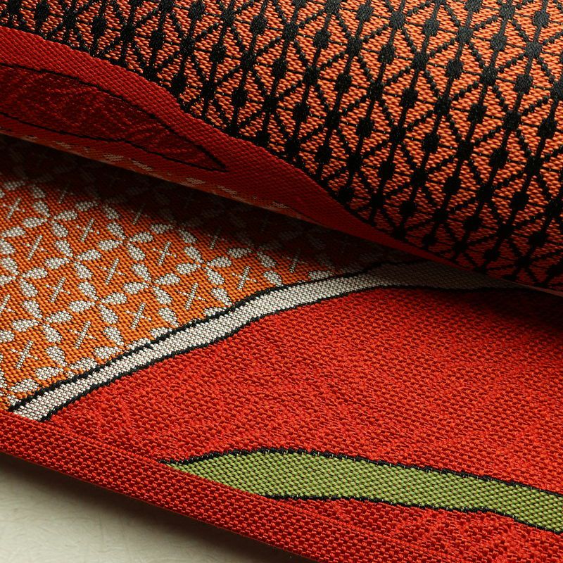 名古屋帯 六通柄 美品 正絹 木の葉・植物柄 松葉仕立て なごや帯 リサイクル帯 帯 赤・朱_画像8