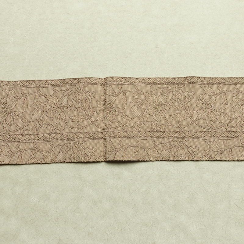 名古屋帯 六通柄 正絹 花柄 名古屋仕立て なごや帯 リサイクル帯 帯 ベージュ_画像14