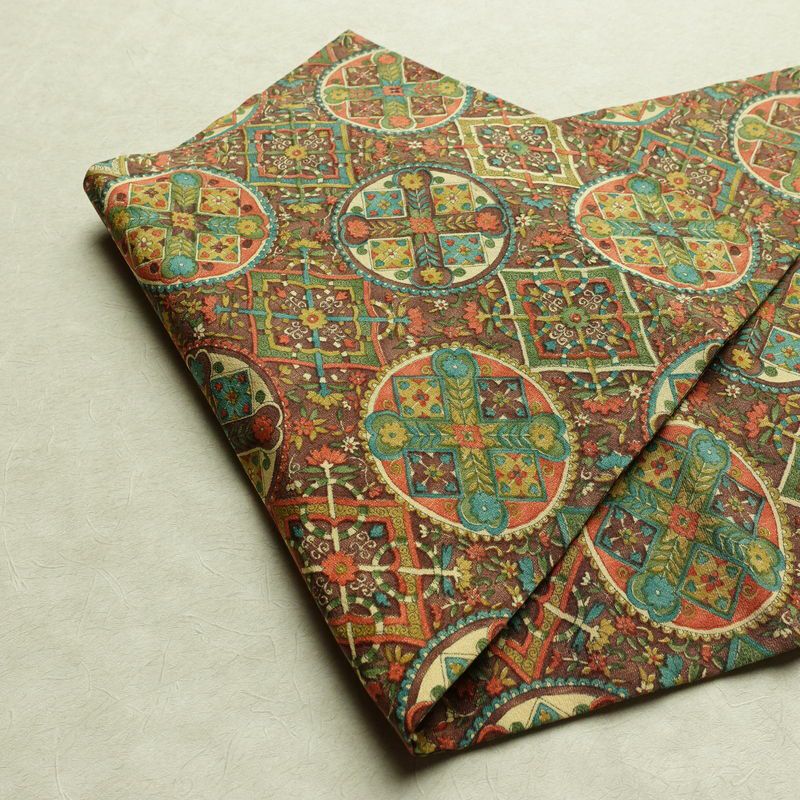 名古屋帯 全通柄 正絹 名古屋仕立て なごや帯 リサイクル帯 帯 茶_画像10