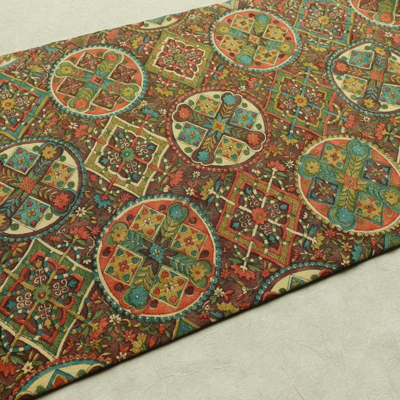 名古屋帯 全通柄 正絹 名古屋仕立て なごや帯 リサイクル帯 帯 茶_画像12