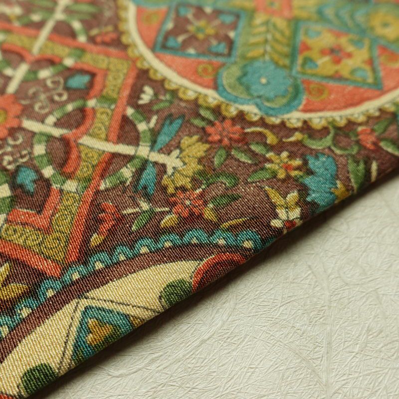 名古屋帯 全通柄 正絹 名古屋仕立て なごや帯 リサイクル帯 帯 茶_画像13