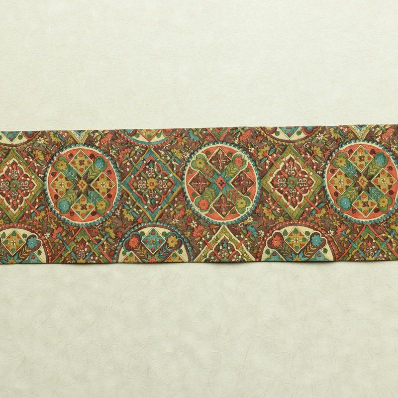 名古屋帯 全通柄 正絹 名古屋仕立て なごや帯 リサイクル帯 帯 茶_画像14